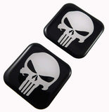Punisher Skull Square Domed Decal car Bike Gel Stickers 1.5" 2pc