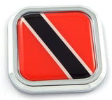 Trinidad Flag Square Chrome rim Emblem Car 3D Decal Badge Hood Bumper sticker 2"