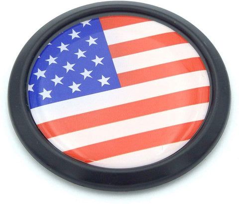 USA American Black Round Flag Car Decal Emblem Bumper 3D Sticker 1.85"