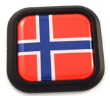 Norway Flag Square Black rim Emblem Car 3D Decal Badge Hood Bumper sticker 2"