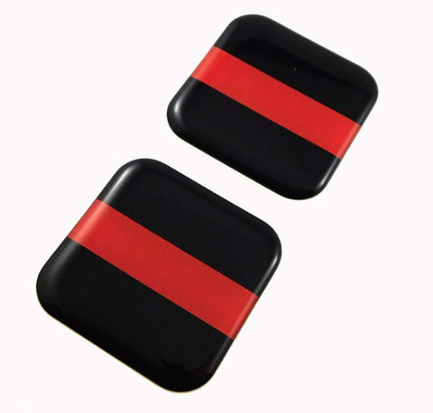 Firefighter Thin red line Flag Square Domed Decal car Bike Gel Stickers 1.5" 2pc