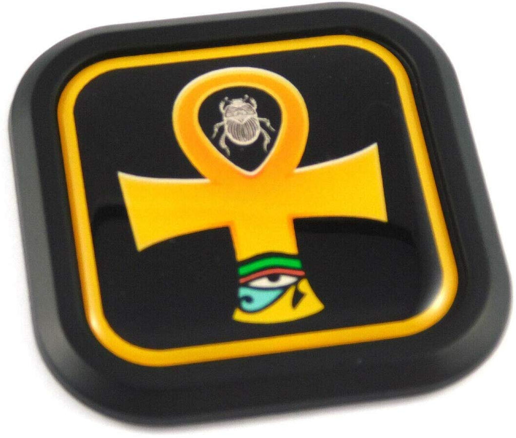 Akhn Egypt Symbol Square Black rim Emblem Car 3D Decal Badge Bumper 2"