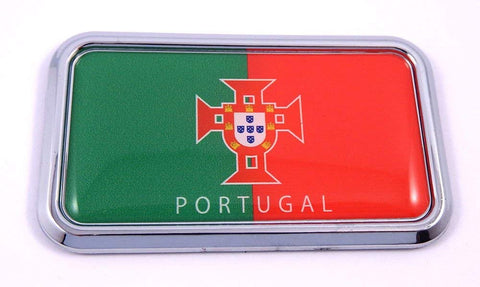 Portugal Portugese Flag rectanguglar Chrome Emblem Car Decal Sticker 3"x1.75"