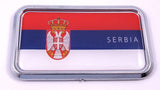 Serbia Serbian Flag rectanguglar Chrome Emblem 3D Car Decal Sticker 3"x1.75"