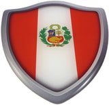 Peru Flag Shield Domed Decal 3D Look Emblem Resin car Sticker 2.6"x3"