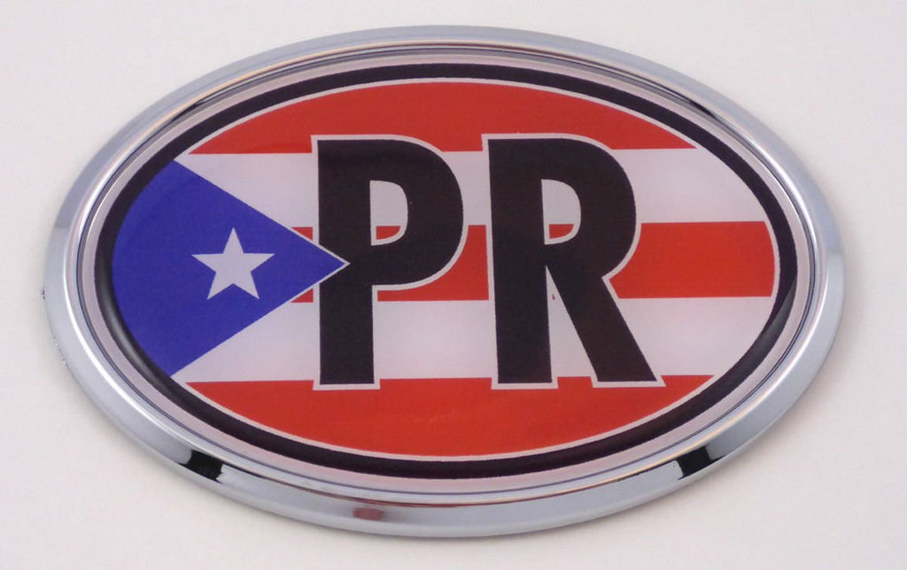 Puerto Rico PR Car Chrome Emblem Bumper Sticker Flag Decal Oval – Car ...