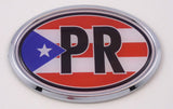Puerto Rico PR Car Chrome Emblem Bumper Sticker Flag Decal Oval