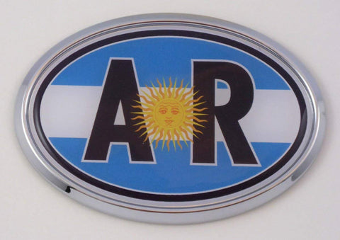 Argentina AR Flag Car Chrome Emblem Bumper Sticker Flag Decal Oval