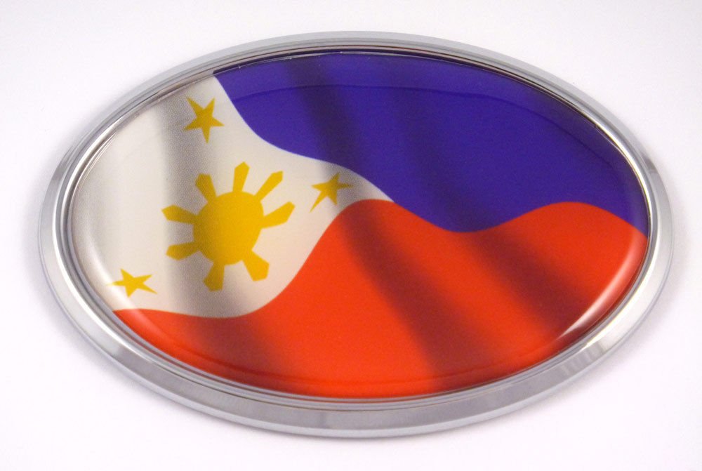 Philippine Flag Car Chrome Emblem Bumper Sticker Philippinian Flag Decal Oval