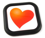 Heart Square Black rim Emblem Car 3D Decal Badge Bumper 2"