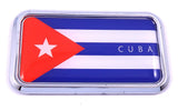Cuba Cuban Flag rectanguglar Chrome Emblem 3D Car Decal Sticker 3" x 1.75"