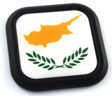 Cyprus Flag Square Black rim Emblem Car 3D Decal Badge Hood Bumper sticker 2"