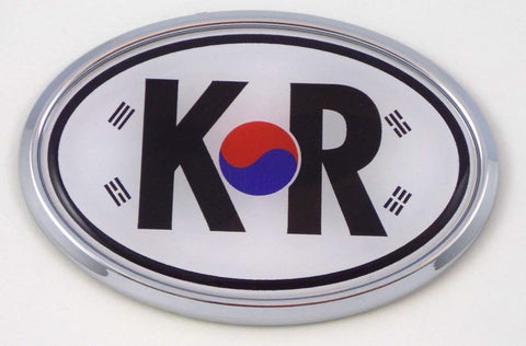South Korea KR Korean Flag Car Chrome Emblem Bumper Sticker Flag Decal Oval