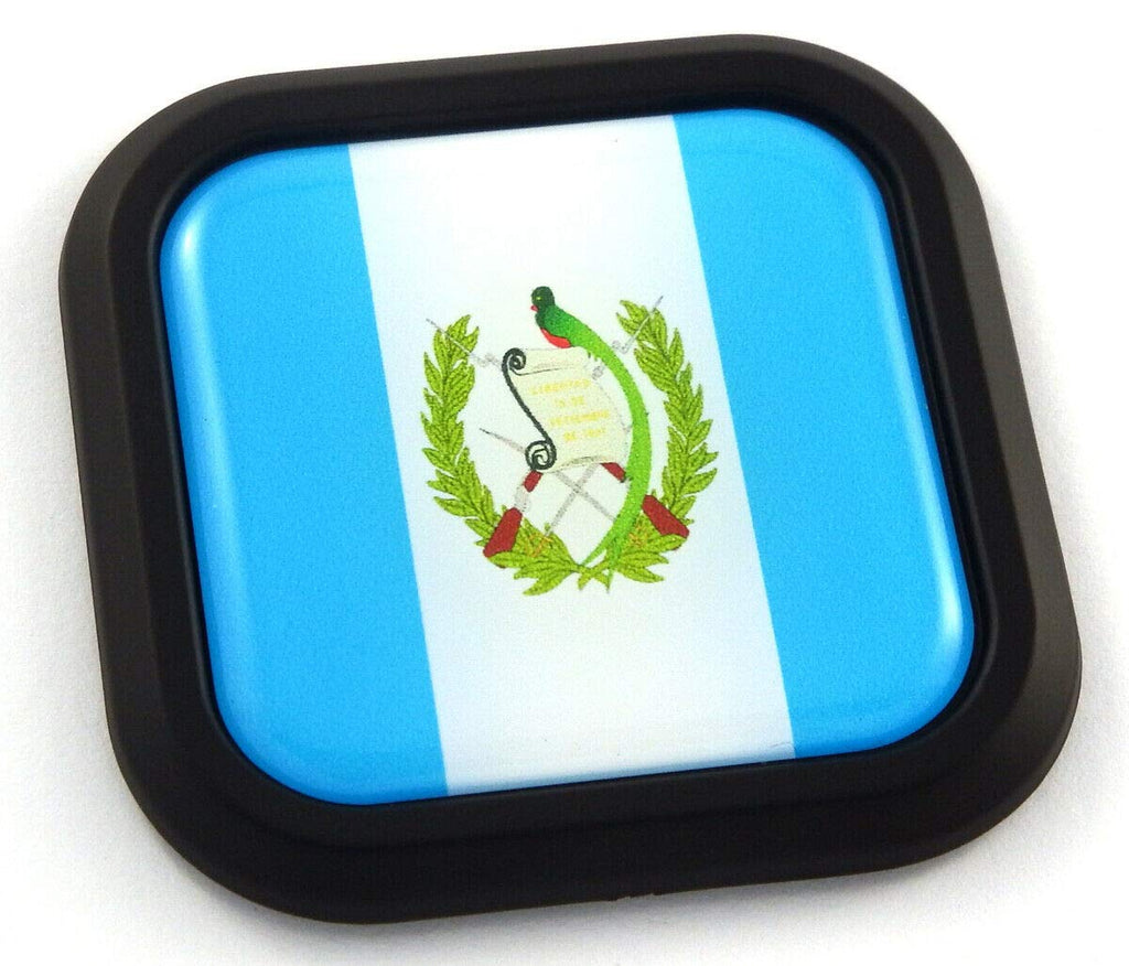 Guatemala Flag Square Black rim Emblem Car 3D Decal Badge Hood Bumper sticker 2"