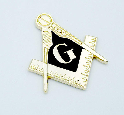 Mason Square and Compass Gold/Black Color Emblem Metal car Decal MAS29-SM