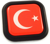 Turkey Flag Square Black rim Emblem Car 3D Decal Badge Hood Bumper sticker 2"