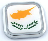 Cyprus Flag Square Chrome rim Emblem Car 3D Decal Badge Hood Bumper sticker 2"