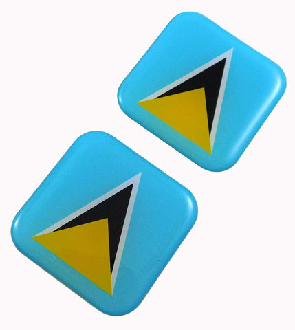 St, Saint Lucia Flag Square Domed Decal car Bike Gel Stickers 1.5" 2pc