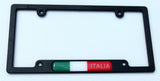 Italy Italia Flag Black Plastic Car License Plate Frame Domed Decal Insert