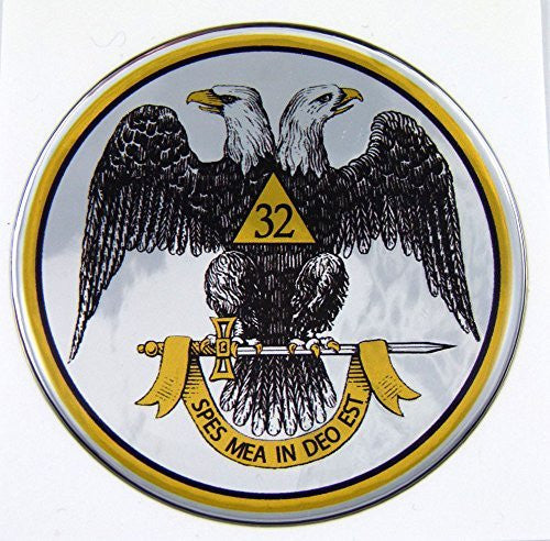 Scottish Rite Masonic Emblem domed decal on chrome Bike Motorcycle Car 62mm