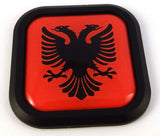 Albania Flag Square Black rim Emblem Car 3D Decal Badge Hood Bumper sticker 2"
