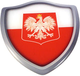 Poland Polska Flag Shield Domed Decal 3D Look Edge Emblem Resin Sticker 2.6"x3"