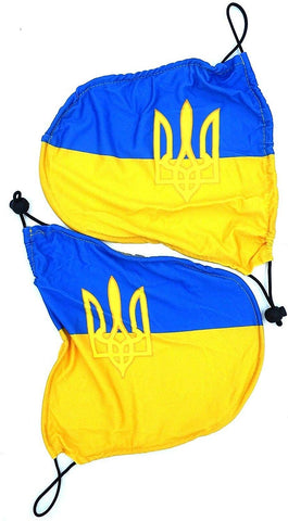 Mirror Flag Ukraine with Trident Tryzub Car Side Mirror Flag Covers Set of 2.