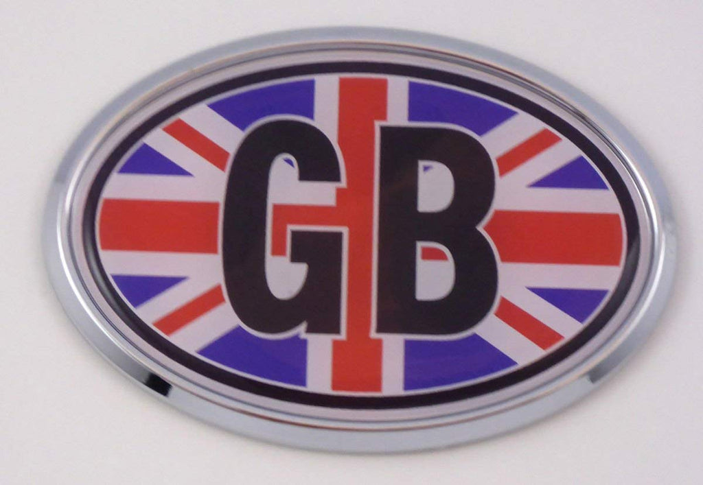 Great Britain GB British Car Chrome Emblem Bumper Sticker Flag Decal Oval