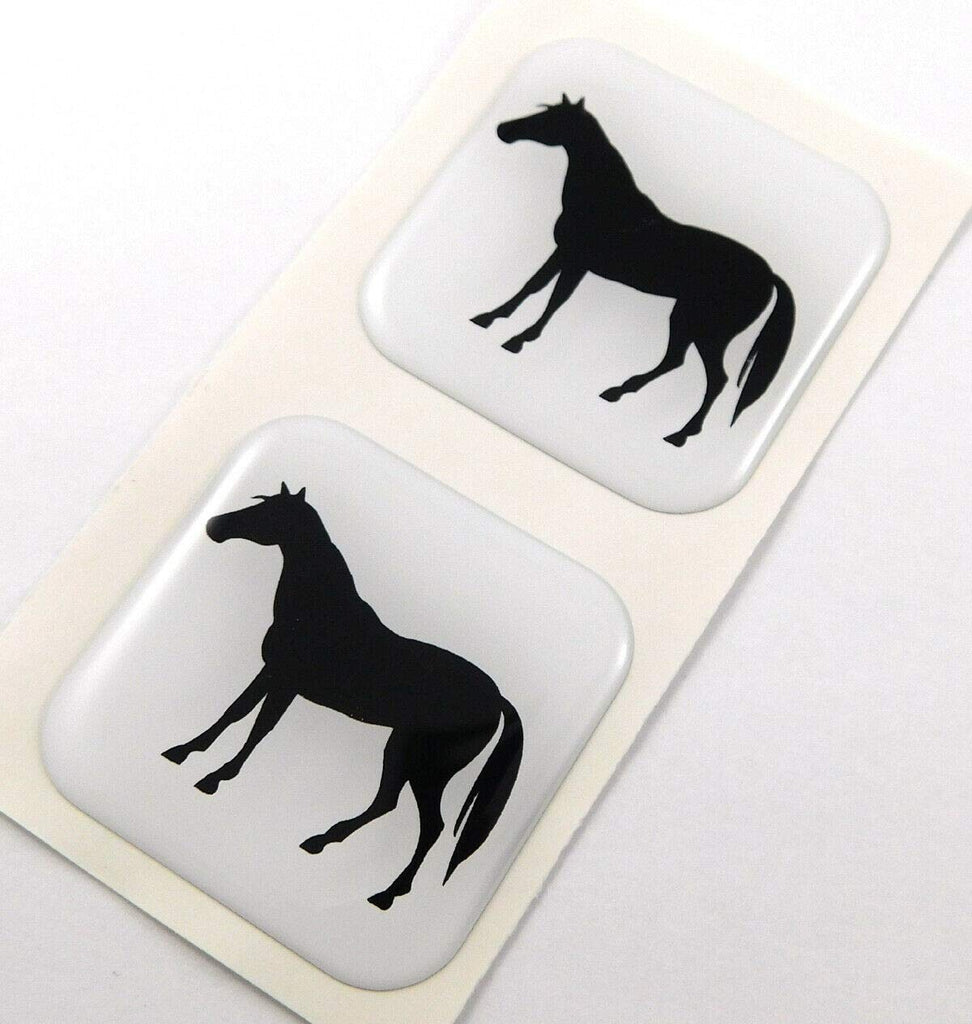 Horse Square Domed Decal car Bike Gel Stickers 1.5" 2pc