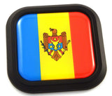 Moldova Flag Square Black rim Emblem Car 3D Decal Badge Hood Bumper sticker 2"