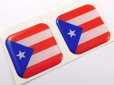 Puerto Rico Flag Square Domed Decal car Bike Gel Stickers 1.5" 2pc
