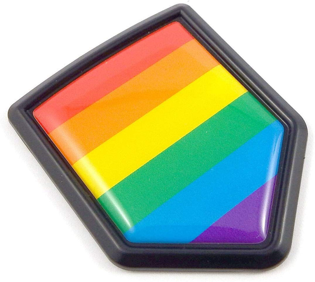 Pride Gay Lesbian Flag Black Shield Car Bike Decal Crest Emblem 3D Sticker