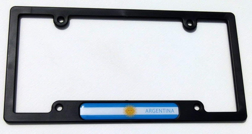 Argentina Flag Black Plastic Car License plate frame with domed colour flag lens