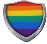 Pride Lesbian Gay Flag Shield Domed Decal 3D Look Emblem Resin car Sticker 2.6"x3"