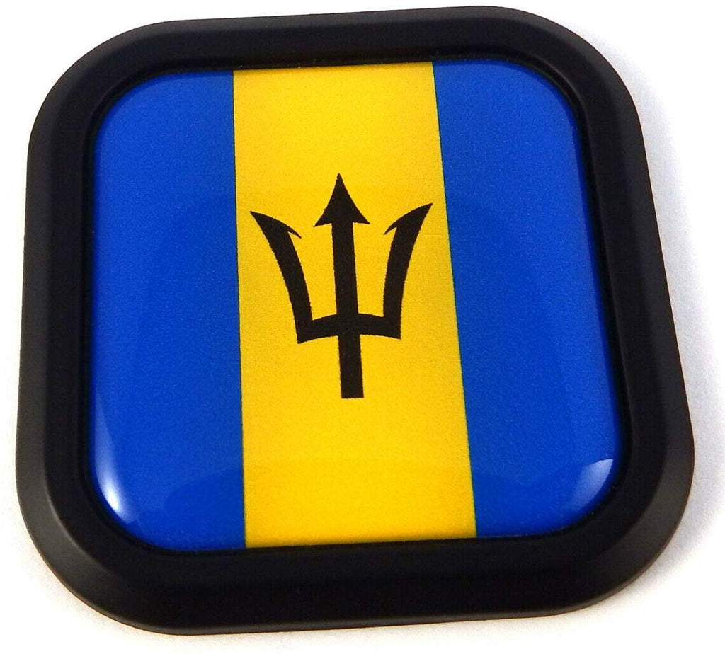 Barbados Flag Square Black rim Emblem Car 3D Decal Badge Bumper sticker 2"
