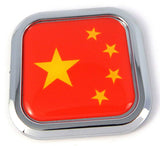 China Flag Square Chrome rim Emblem Car 3D Decal Badge Hood Bumper sticker 2"