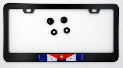 Cuba Cuban Flag Metal Black Aluminium Car License Plate Frame Holder