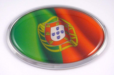 Portugal Portuguese Oval Car Chrome Emblem Decal Bumper Sticker
