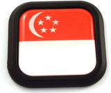 Singapore Flag Square Black rim Emblem Car 3D Decal Badge Hood Bumper sticker 2"