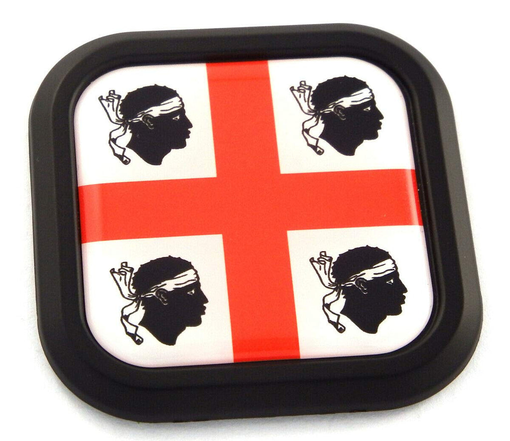 Sardinia Flag Square Black rim Emblem Car 3D Decal Badge Hood Bumper sticker 2"