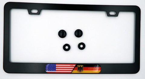 USA/Germany Flag Metal Black Aluminium Car License Plate Frame Holder