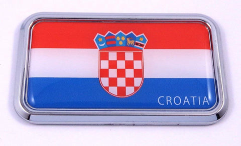 Croatia Flag rectanguglar Chrome Emblem 3D Car Decal Sticker 3" x 1.75"