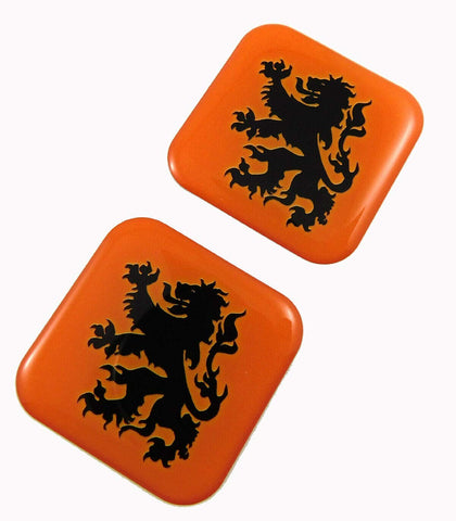 Holland Flag Square Domed Decal car Bike Gel Stickers 1.5" 2pc