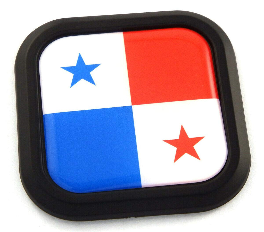 Panama Flag Square Black rim Emblem Car 3D Decal Badge Hood Bumper sticker 2"