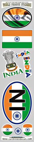 India 9 Stickers Set Indian Flag Decal Bumper stiker car Bike Laptop