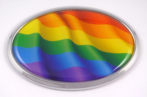 Pride Gay Lesbian Oval Car Chrome Emblem Decal Bumper Sticker