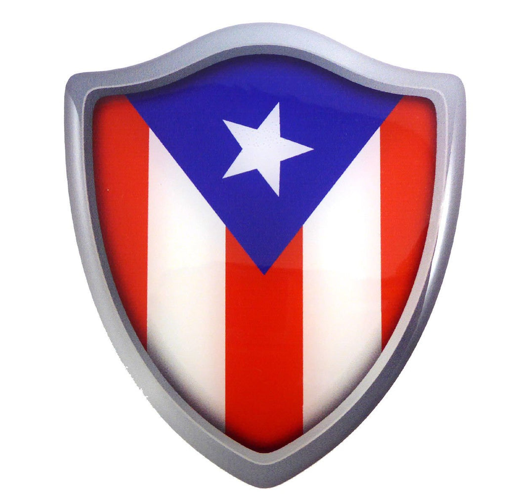 Puerto Rico Flag Chrome Emblem 3D Auto Decal For Car Boat Bike 5.3"