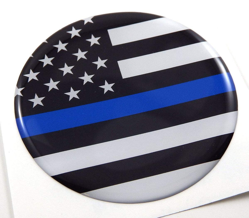USA Police Thin Blue line Flag Round Domed car Decal Emblem 3D Sticker 2.44"