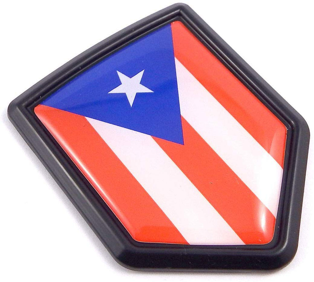 Puerto Rico Flag Black Shield Car Bike Decal Crest Emblem 3D Sticker