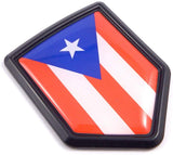 Puerto Rico Flag Black Shield Car Bike Decal Crest Emblem 3D Sticker